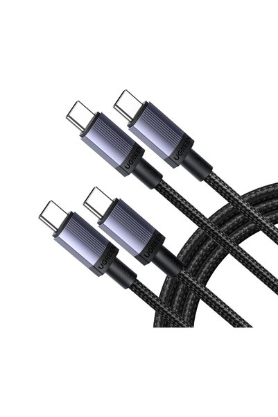 Generic كابل نوع C بطول 1 متر، عبوة من قطعتين، كابل USB C مجدول للشحن فائق ال...