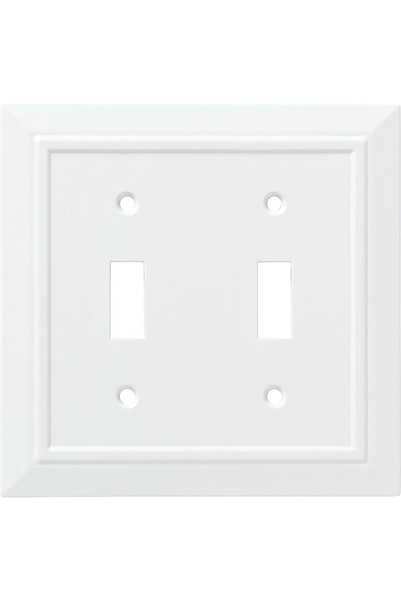 Generic W35244-PW-C لوحة مفتاح حائط مزدوجة/غطاء مفتاح بتصميم كلاسيكي، أبيض