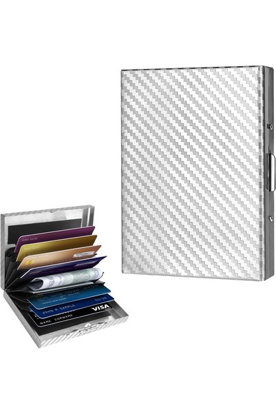 Generic Textured Stainless Steel RFID Card Holder – Anti-Slip Etched Metal Ca...