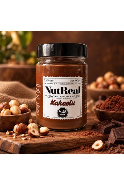 NutReal %45 Fındıklı Kakaolu (Parçacıklı) Fındık Kreması-340GR