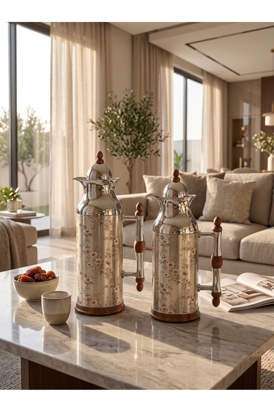 Generic Brand طقم ترامس شاي و قهوة استيل 600 مل +1 لتر بتصميم فاخر وعصري لجلس...