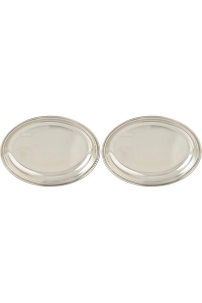 Generic Oval Stainless Steel Deep Serving Plate, Silver, 22.5 cm, Soup Plate ...