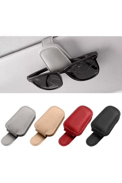 Generic Sunglasses Holder for Car Visor Universal Magnetic Adsorbed Leather E...
