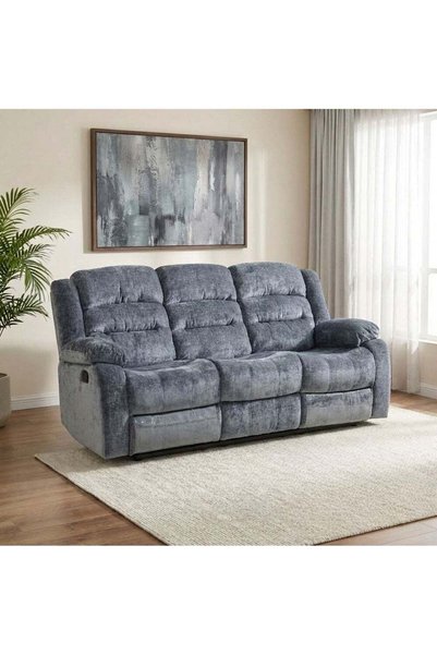 Danube Home Dazler 3-Seater Fabric Recliner Modern Design Three Seat Relaxing...