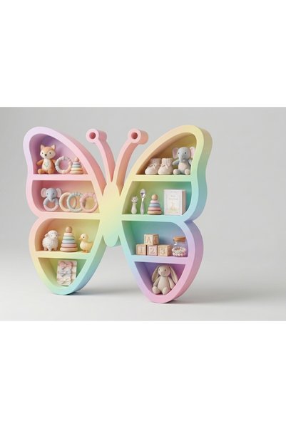 ude desing 3d 3D Baskı Pastel Renkli Çocuk Odası Duvar Rafı - Bebek Odası Dek...