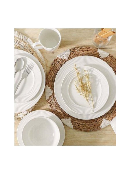 Danube Home Apollo 16-Piece Embossed New Bone China Dinner Set -Serve 4