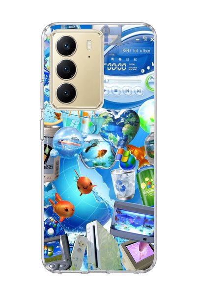 lelia حافظة هاتف شفافة متوافقة مع Realme C75 مطبوعة بتصميم سمكة فقاعية زرقاء