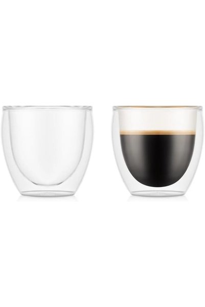 Generic Pavina Set of 2 Thermal Double Wall Glasses, Capacity 80mL, Clear, He...