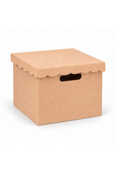 Eymen Hobi Square Wooden Box with Lid Medium Size K139 – 24 X 24 X 18 cm
