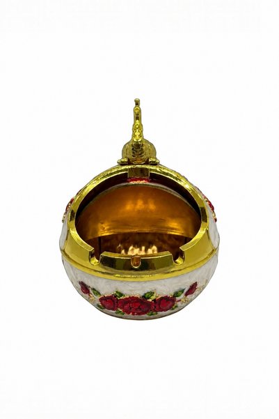 Bounty Scrumieră din metal alb cu păun, decorativă de lux pentru birou și living