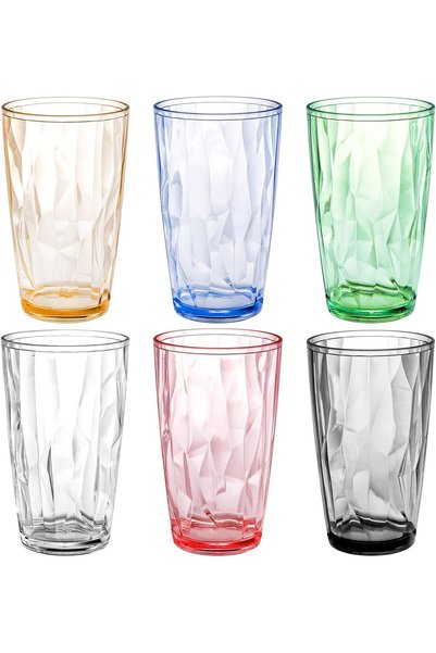 Generic 16 oz Unbreakable Drinking Glasses Set of 6 - Stackable Acrylic Tumbl...