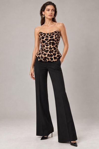 MINELIGİYİM Leopard Print Strapless Blouse