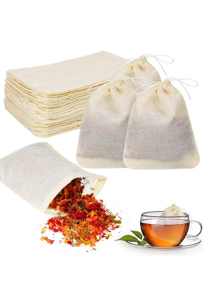 Generic 50Pcs Tea Filter Bags, Disposable Empty Cotton Drawstring Muslin Bags...