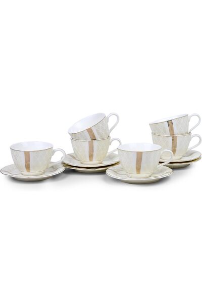 Generic Porcelain Tea Cup & Saucer Set, 220ml (6 Cups, 6 Saucer, White) || Lu...
