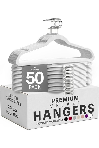 Generic شماعات ملابس مخملية 50 قطعة - شماعات فاخرة مضادة للانزلاق للبدلات وال...
