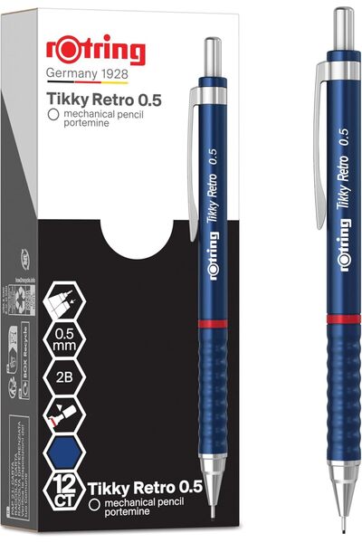 Generic Tikky Retro Mechanical Pencils, 2B 0.5 mm, Blue Barrels, with Comfort...