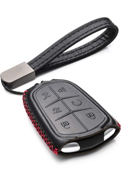 Generic حافظة مفاتيح ذكية من الجلد الأصلي متوافقة مع كاديلاك XT4 وكاديلاك XT5...