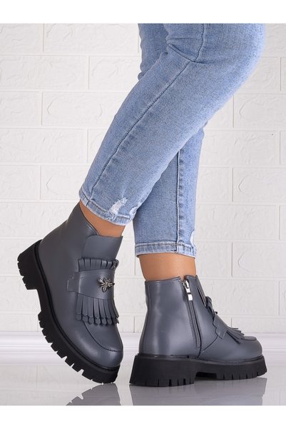 Signo Women's Faux Fur Lined Grey Leather Boots Revela, 40