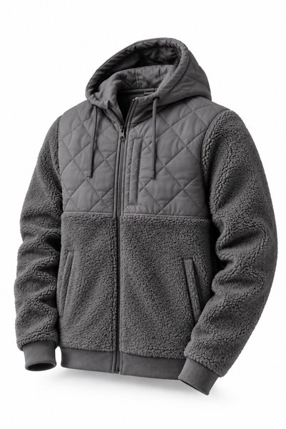 GHASSY CO . Men's Hooded Plush Quilted Detailed Zippered Winter Sports Outdoo...