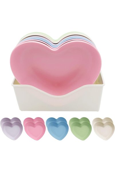 Generic 10pcs Unbreakable Multi-color Heart Shaped Plates with Serving Tray, ...