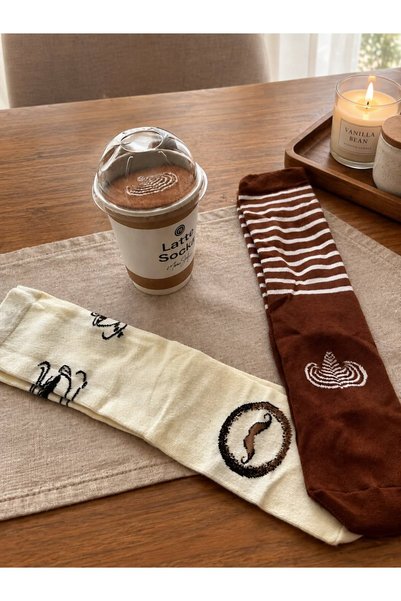 Maius Co. 2 Pairs of Boxed Special Edition Unisex Latte Socks
