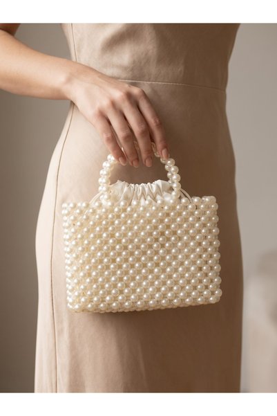 Parrio Pearl Cream Mini Evening Dress Bag Lined (17X11)