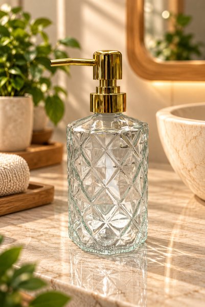 Decopat 500 ml Patterned Glass Liquid Soap Dispenser