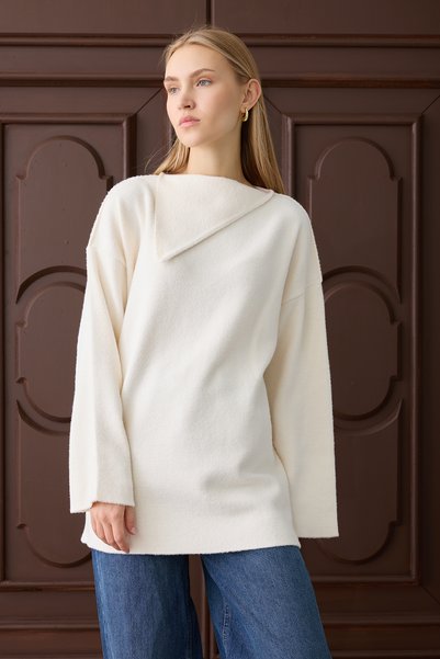 Suede Style 44406 - سترة طويلة أنيقة ومريحة من الصوف والبوليستر للنساء