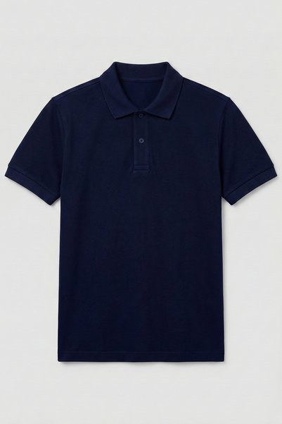 DESEN ATÖLYESİ Men's Women's Cotton Polo Collar Short Sleeve Navy Blue T-Shirt