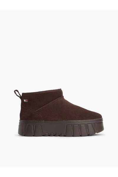 Tommy Hilfiger Kadın Süet Yüzey İçi Sıcak Astarlı Platform Tabanlı Logo Plaka...