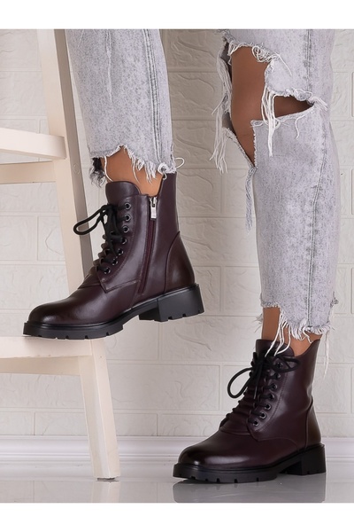 SARADA Women's Burgundy Ecological Leather Ankle Boots Carlota, 37