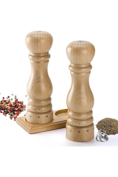 Generic Wooden Salt and Pepper Grinder Set, Manual Salt and Pepper Mill with ...