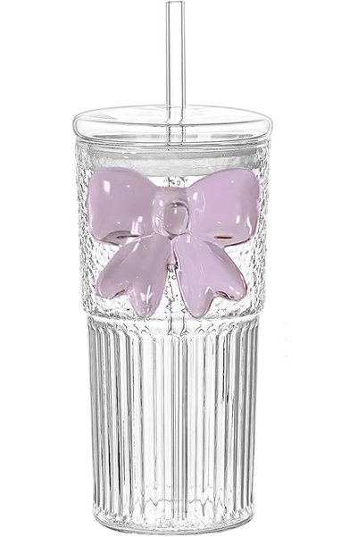 Generic Glass Cups with Lids & Straws, High Borosilicate Iced Coffee Tumbler,...