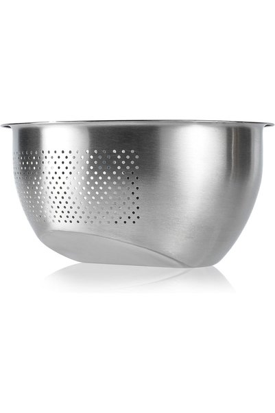 Generic وعاء غسيل الأرز والكينوا من الستانلس ستيل مع مصفاة جانبية للتنظيف