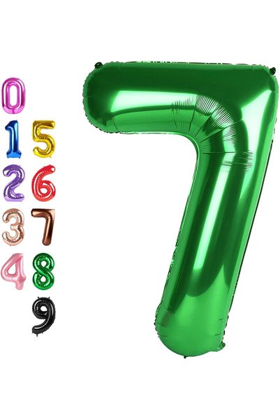 Generic بالونات أرقام Jaffiust 7 كبيرة خضراء مقاس 40 بوصة لتزيين أعياد الميلا...