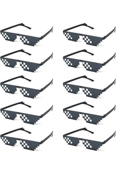 Generic 10 Pieces Thug Life Party Sunglasses Pixelated Mosaic Eyewear Black f...