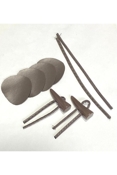 karantuhafiye Leather Biritli Shepherd Button Set, Light Brown, 2 Pieces.