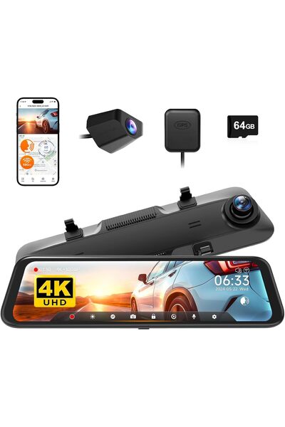 Generic G850 12" 4K Rear View Mirror Camera with 5.8GHz WiFi and Voice Contro...