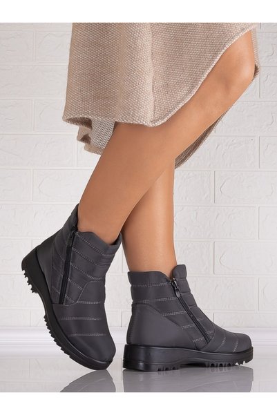 ALOGO Women's Lined Grey Suede Boots Elenia, 40