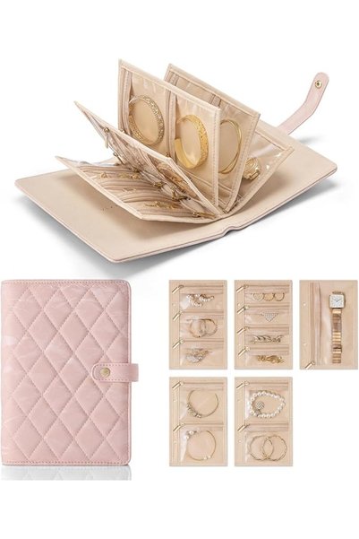 NALACAL Travel Jewelry Organizer Case, Transparent Jewelry Storage Book for R...