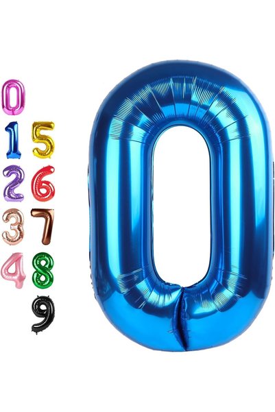Generic بالونات أعياد الميلاد رقم 0، 40 بوصة باللون الأزرق الداكن للمناسبات