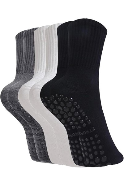 Generic Pilates Socks with Grips for Women, Non-Slip Cotton Yoga Ballet Gym, ...