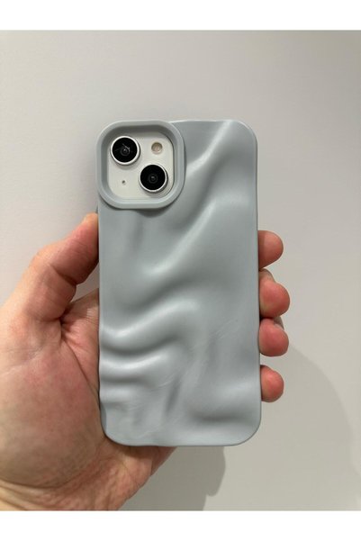 YZGOLDEN iPhone 15 Compatible Blue Soft Wavy Silicone Phone Case with Camera ...