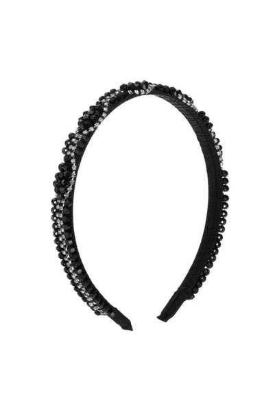 ANTBRO Coroniță de Păr Subțire cu Pietre Negre și Albe pentru Femei, ANTBRO®