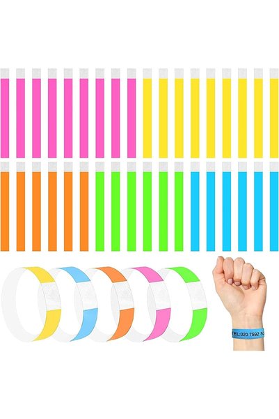 Generic 100 Pcs Colored Paper Wristbands for Events, 25Cm Custom Entry Bands,...
