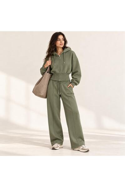 Mİ TİA ATELİER Women's Hooded Hooded 3 Threaded Top and Bottom Tracksuit Set ...