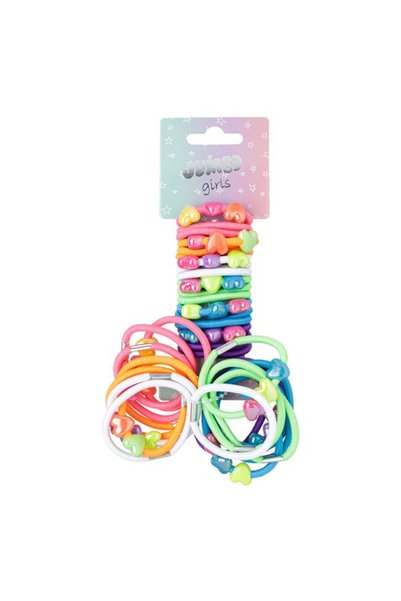 ANTBRO Set 36 Elastice de Păr pentru Copii în Culori Neon cu Inimi Holografic...