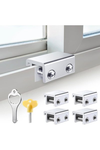 Generic Sliding Window Locks (4 Sets), Security Window Locks with Keys, Adjus...