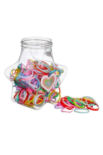 ANTBRO Set 200 Elastice de Păr Colorate Subțiri în Recipient din Plastic în F...