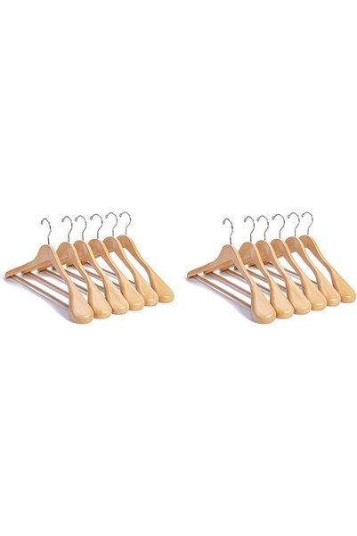 Generic شماعات خشبية فاخرة طبيعية للبدلات - 24 قطعة - شماعات خشبية للمعاطف وا...